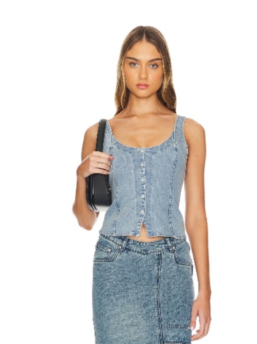 Kara denim vest in clear stream